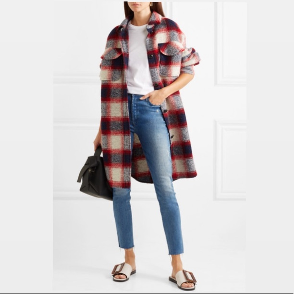 Isabel Marant Etoile Red And Blue Gario Wool Coat size 2